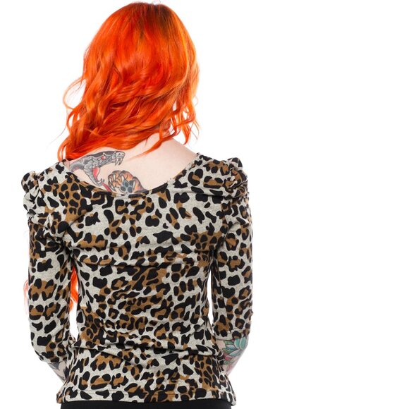 voodoo vixen rockabilly pin up shirt leopard top size large - Picture 3 of 6